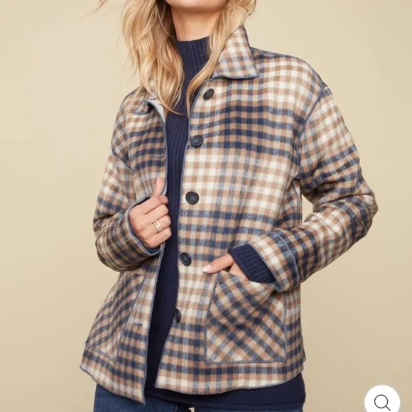 Charlie b collections reversible fall plaid button up coat - Picture 1 of 9